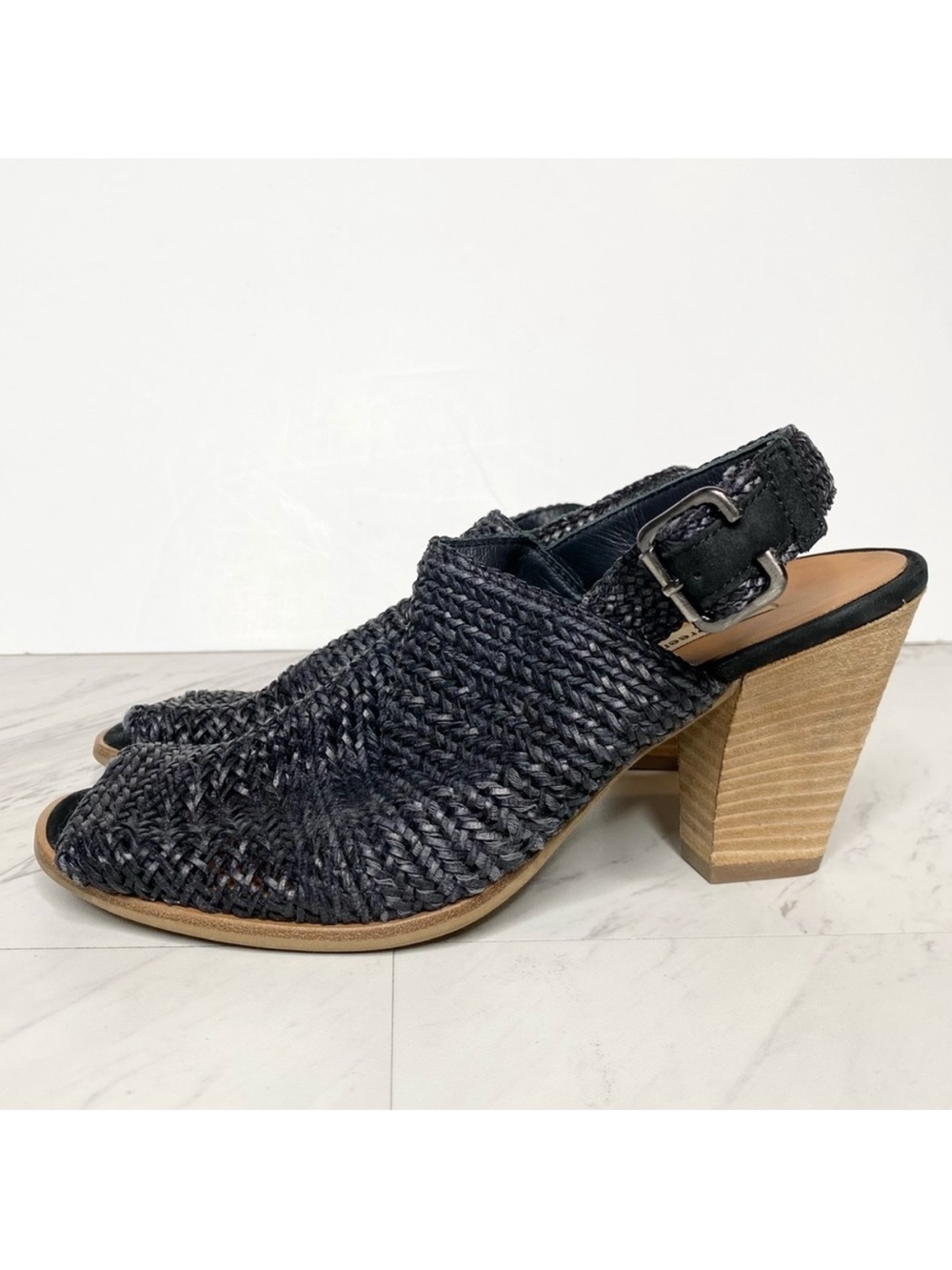 Paul Green Lovely Black Woven Heeled Sandal 9.5